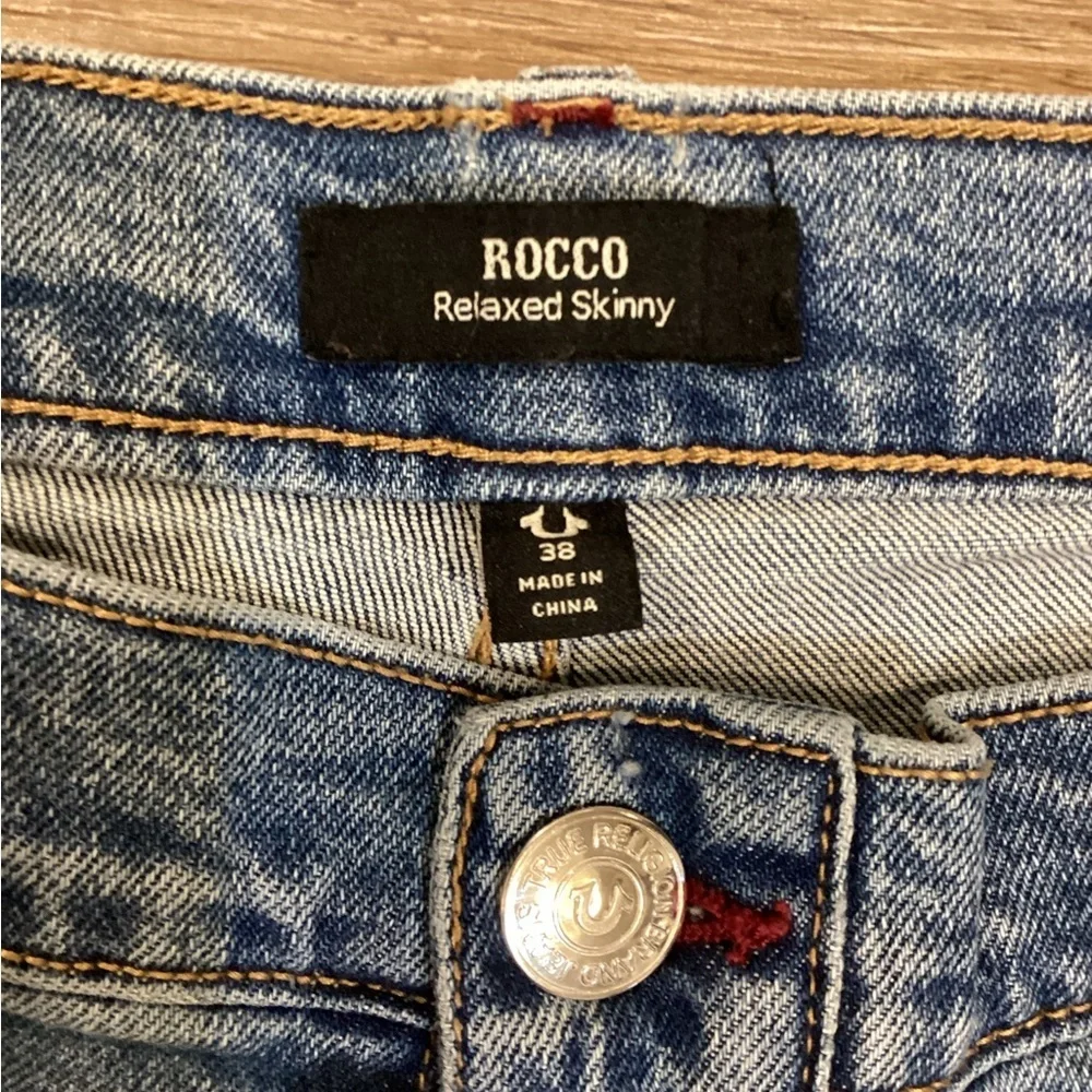 True Religion Rocco Relaxed Skinny. Light Blue Straight Jeans